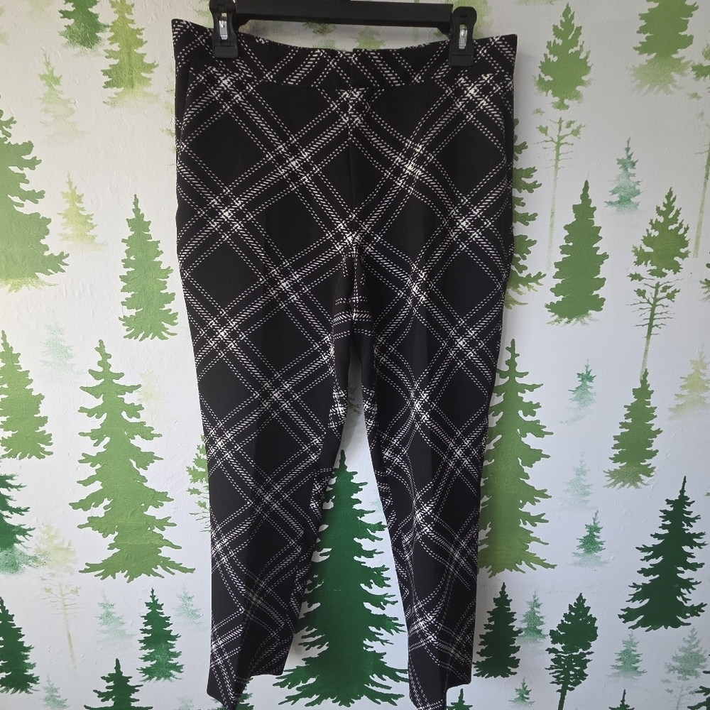 Zara Black and White Plaid Dress Pants
